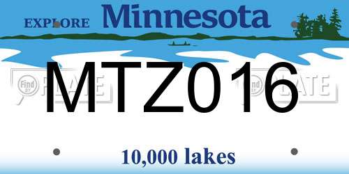 MTZ016 Minnesota License Plate