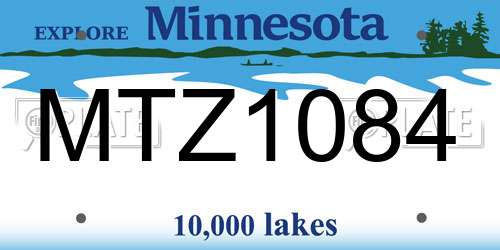 MTZ1084 Minnesota License Plate