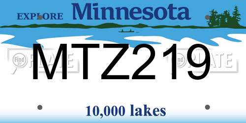 MTZ219 Minnesota License Plate