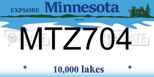 MTZ704 Minnesota License Plate