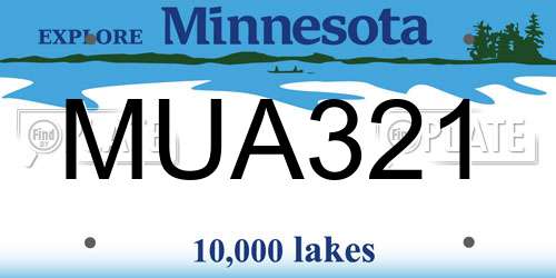 MUA321 Minnesota License Plate