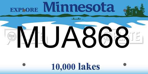 MUA868 Minnesota License Plate