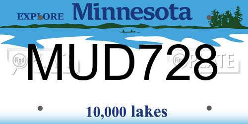 MUD728 Minnesota License Plate