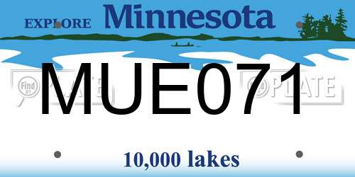 MUE071 Minnesota License Plate