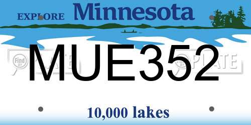 MUE352 Minnesota License Plate