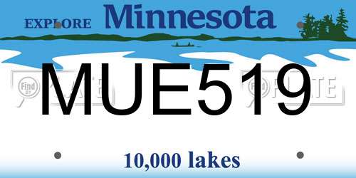MUE519 Minnesota License Plate