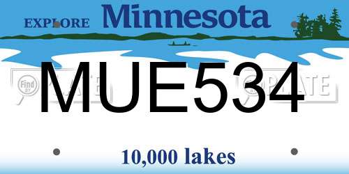 MUE534 Minnesota License Plate