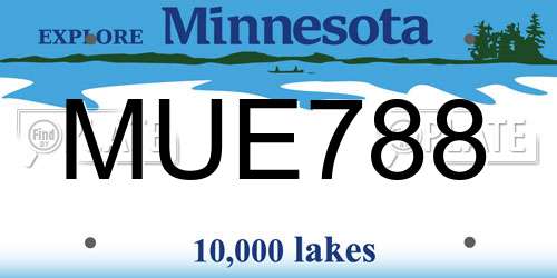 MUE788 Minnesota License Plate