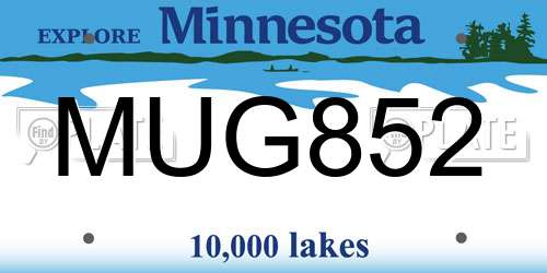 MUG852 Minnesota License Plate