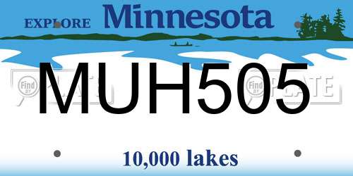 MUH505 Minnesota License Plate