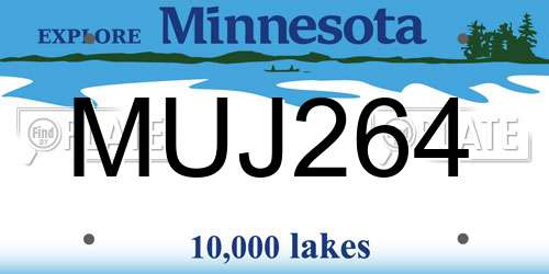 MUJ264 Minnesota License Plate
