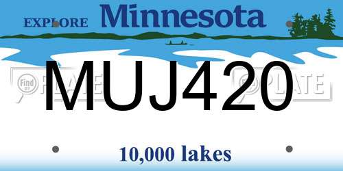 MUJ420 Minnesota License Plate