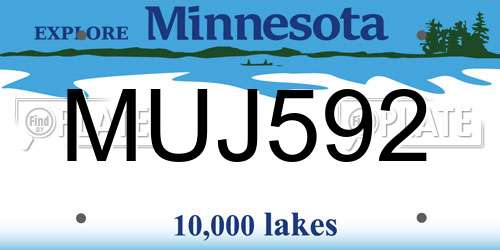 MUJ592 Minnesota License Plate