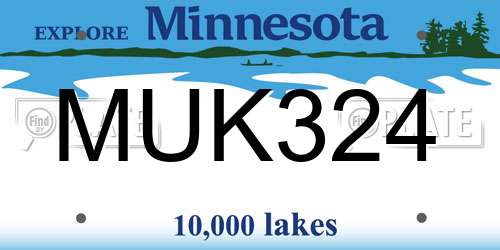 MUK324 Minnesota License Plate