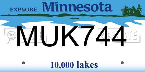 MUK744 Minnesota License Plate