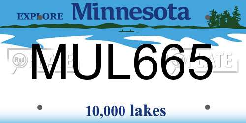 MUL665 Minnesota License Plate