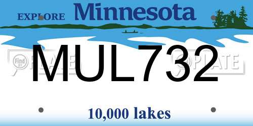 MUL732 Minnesota License Plate