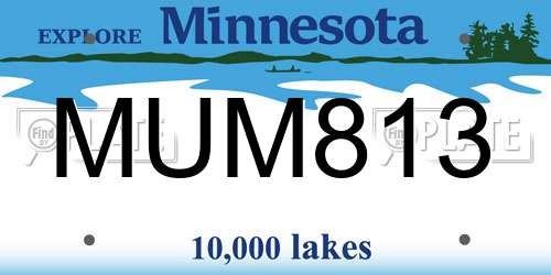 MUM813 Minnesota License Plate