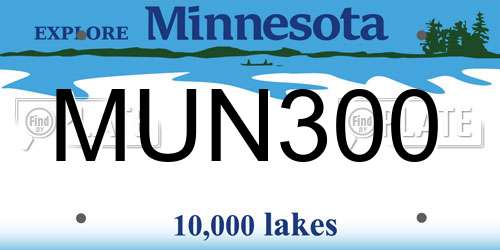 MUN300 Minnesota License Plate