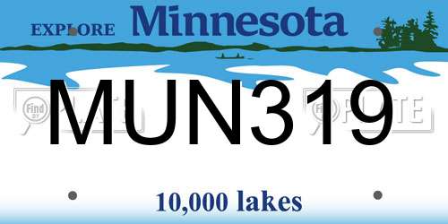 MUN319 Minnesota License Plate