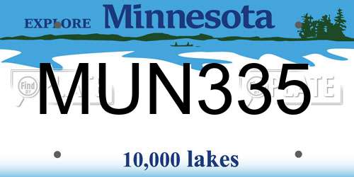 MUN335 Minnesota License Plate