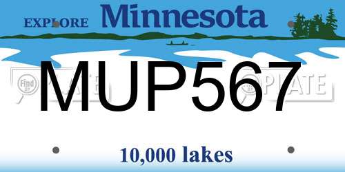 MUP567 Minnesota License Plate