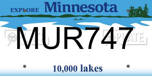 MUR747 Minnesota License Plate