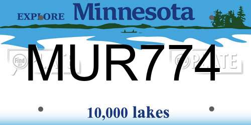 MUR774 Minnesota License Plate