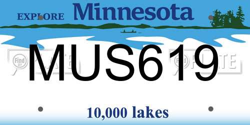 MUS619 Minnesota License Plate