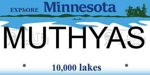 MUTHYAS Minnesota License Plate