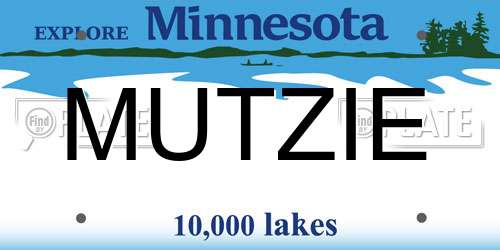 MUTZIE Minnesota License Plate