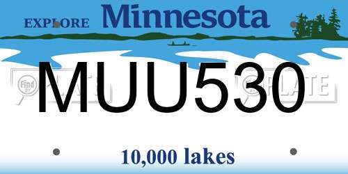 MUU530 Minnesota License Plate