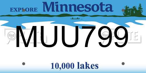 MUU799 Minnesota License Plate