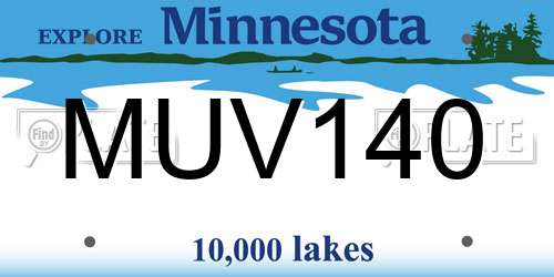 MUV140 Minnesota License Plate