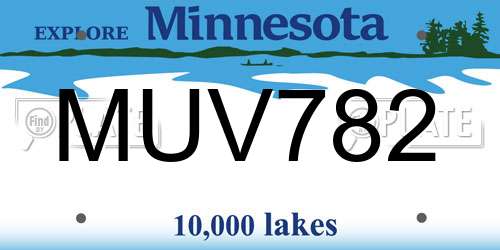 MUV782 Minnesota License Plate