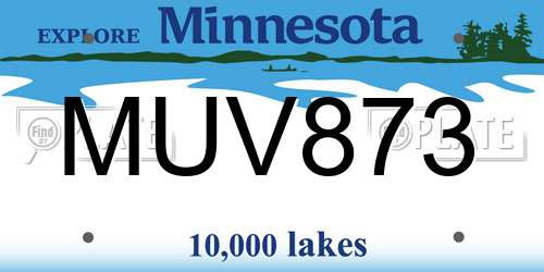 MUV873 Minnesota License Plate