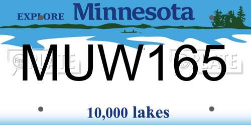 MUW165 Minnesota License Plate