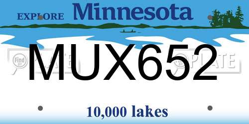 MUX652 Minnesota License Plate