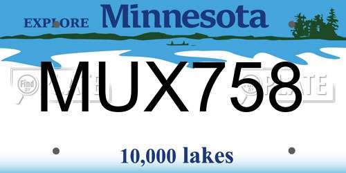 MUX758 Minnesota License Plate