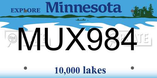 MUX984 Minnesota License Plate