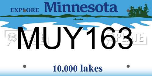 MUY163 Minnesota License Plate