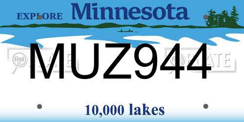 MUZ944 Minnesota License Plate