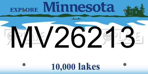 MV26213 Minnesota License Plate