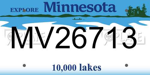 MV26713 Minnesota License Plate
