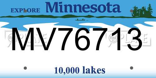 MV76713 Minnesota License Plate