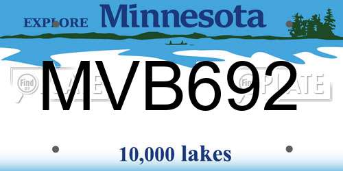 MVB692 Minnesota License Plate