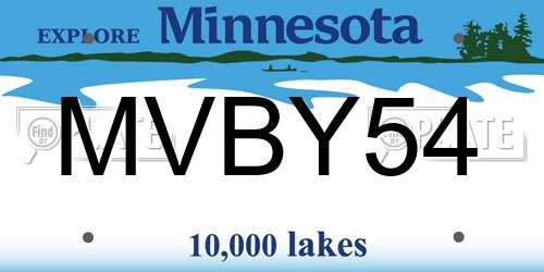 MVBY54 Minnesota License Plate
