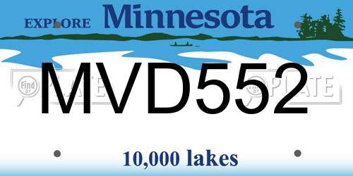 MVD552 Minnesota License Plate