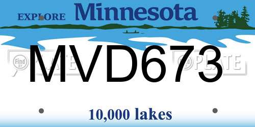 MVD673 Minnesota License Plate