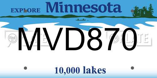 MVD870 Minnesota License Plate